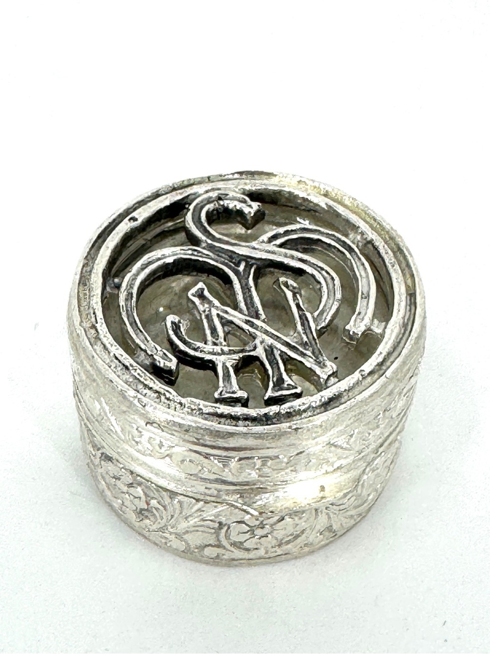 Estate Silver Plated pillbox Trinket Box for vanity